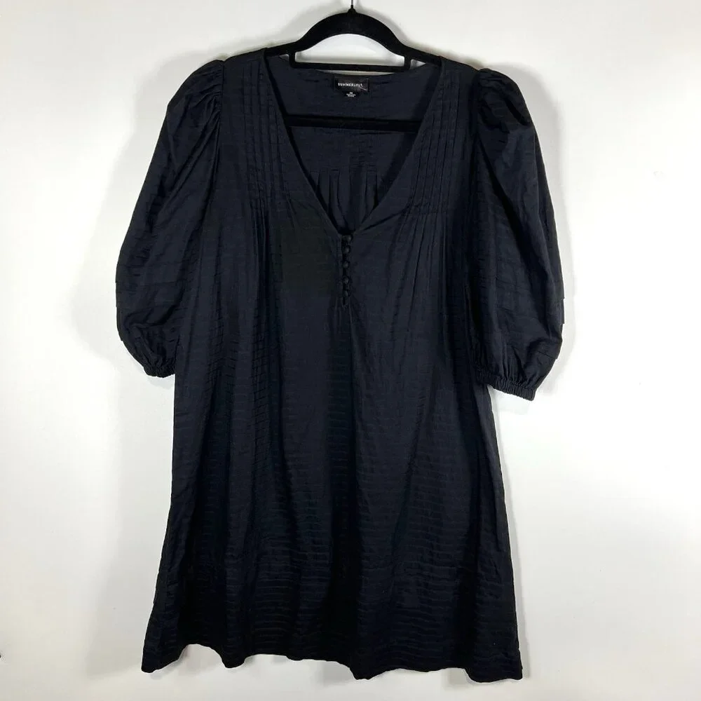 Summersalt The‎ Cotton Pintuck Dress Womens Size Small Black Classic Comfort